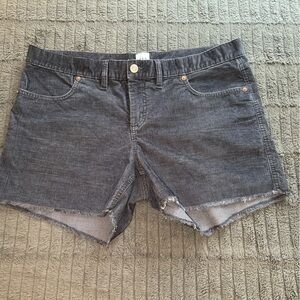 Gray corduroy fringe cutoff